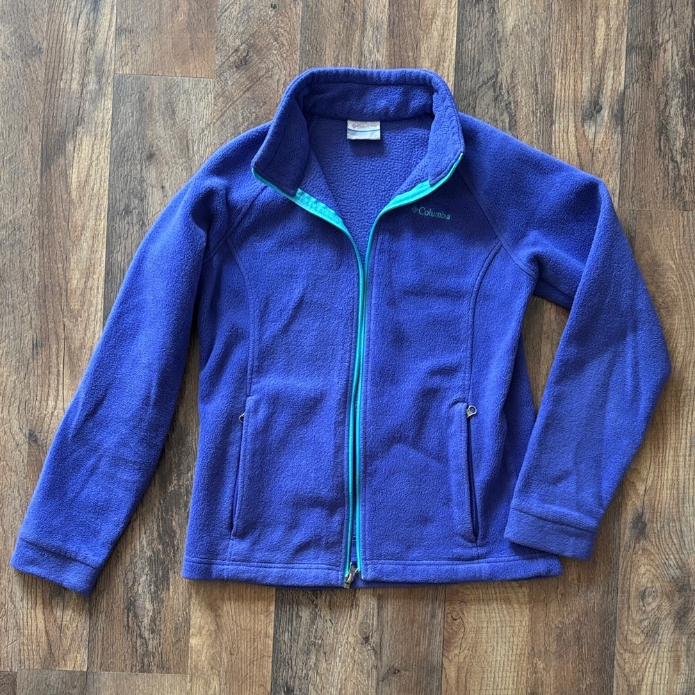 Columbia Purple and Teal Full Zip Girls Fleece Jacket size large 14/16